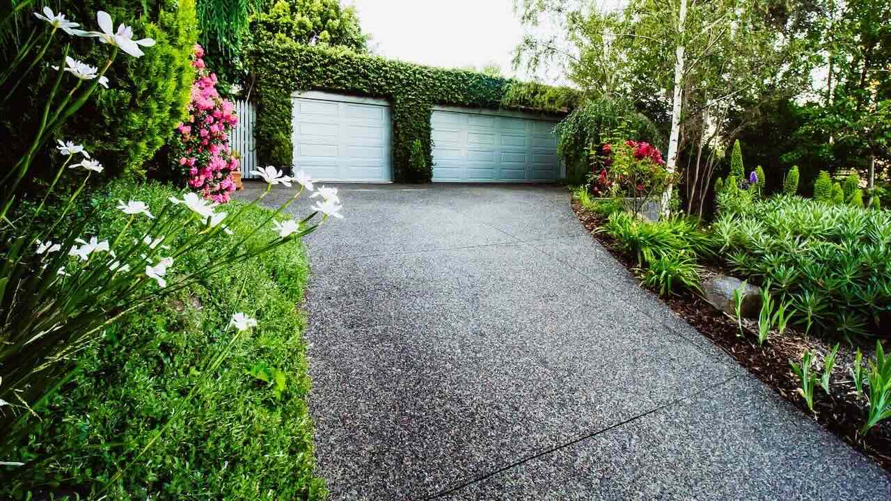 Exposed concrete driveways